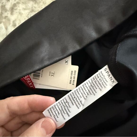 Spanx Faux Leather Leggings Black Coated Slimming Pull On XL NWT 2437 - Picture 9 of 14